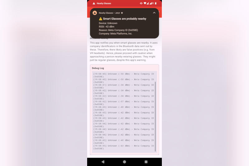 Вышло приложение Nearby Glasses для обнаружения умных очков Meta✴ поблизости